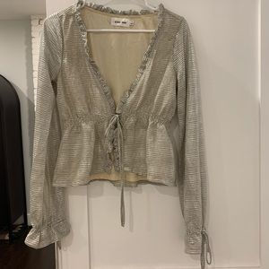 Line & Dot Metallic Top